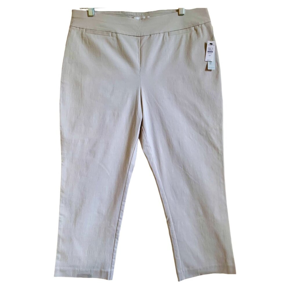 NWT TALBOTS Womens' Pull-On Cropped Slimming Khaki Pants Size 14 Petite